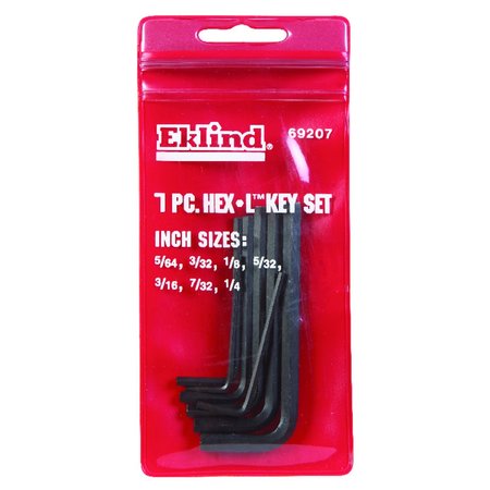 EKLIND Hex-L 5/64"" to 1/4""  SAE Short Arm Hex L-Key Set Multi-Size in. 7 pc 69207